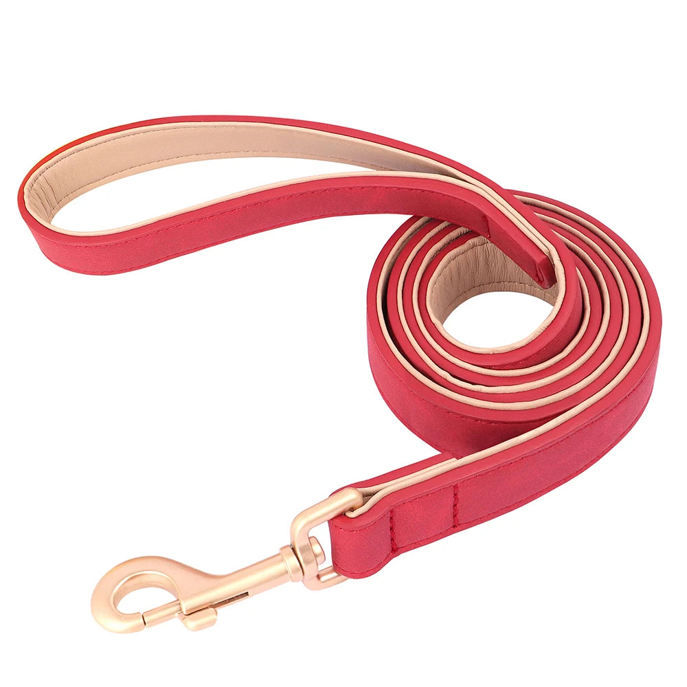 Weich gepolstertes Hunde-Halsband & Leinen Set aus PU Leder – Verstellbares Komfort-Set für kleine, mittlere & große Hunde