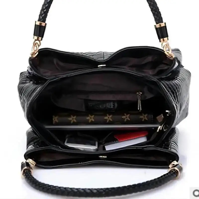 Damen Tote Bag mit großer Kapazität – Schultertasche im Kroko-Look für Alltag, Shopping & Pendeln