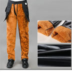 Calzas de cuero de PU de cintura alta para hombre – Calzas de motociclista elásticas, cortavientos y cálidas Calzas de cuero de invierno im geraden Schnitt (Gr. 29–42)