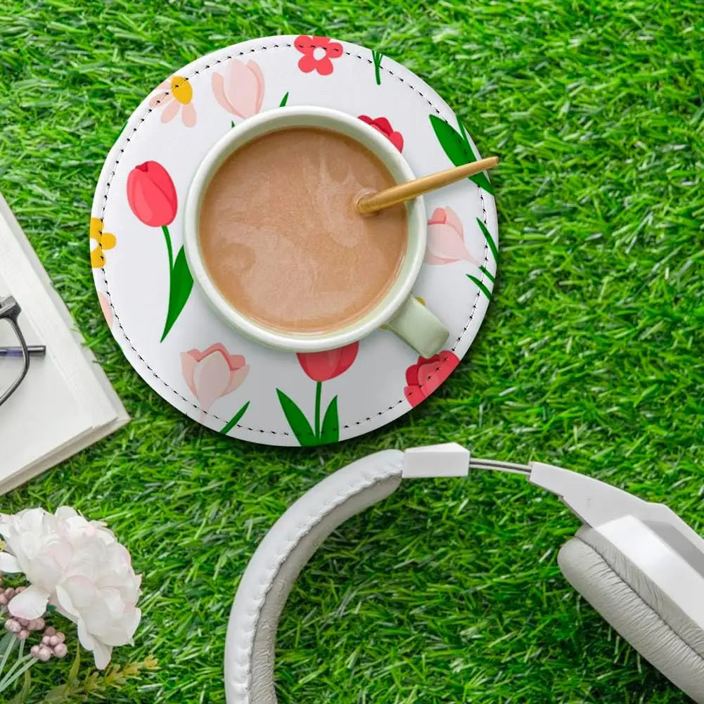 Personalisierte PU-Leder Setzer 10 cm (4 Zoll) – Runde oder quadratische Getränkeunterlagen mit Wunschdesign | Stilvolle Geschenkidee para Hochzeit &amp; Zuhause