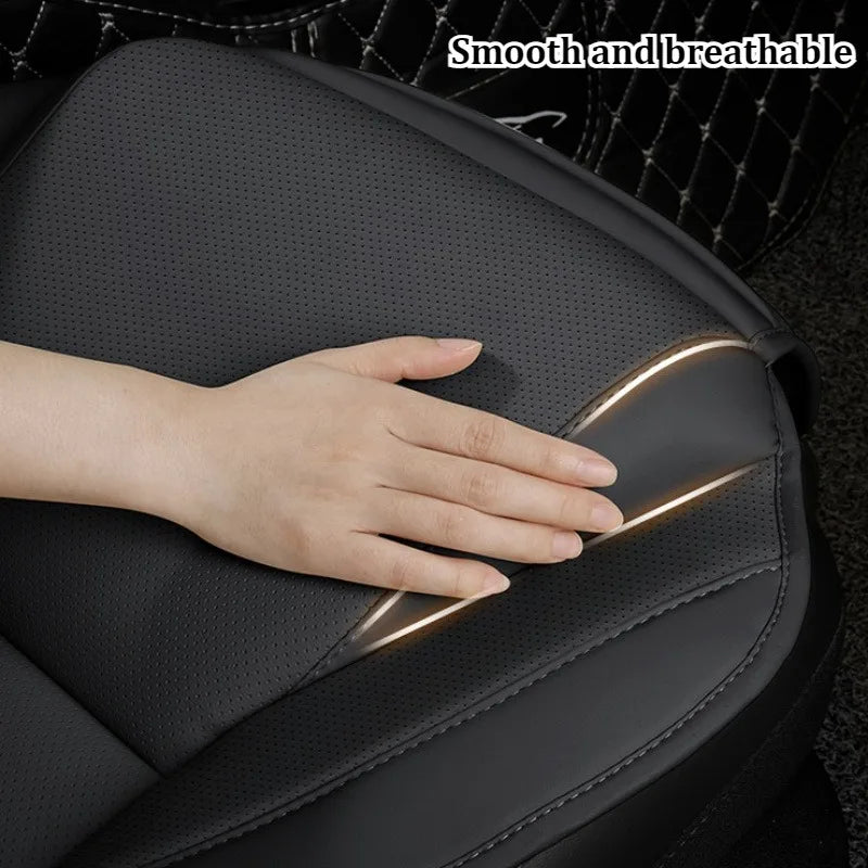 Ergonomisches PU-Leder Auto-Sitzkissen mit Rücken- & Beinunterstützung – Belüftetes Komfort-Sitzpolster mit Staufächern, universell passend