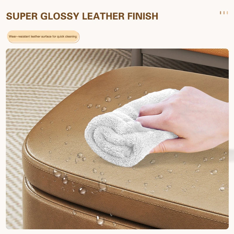 Multifunktionaler Leder Sitzhocker mit Stauraum – Moderner Organizer Ottoman für Wohnzimmer, Flur & Schlafzimmer