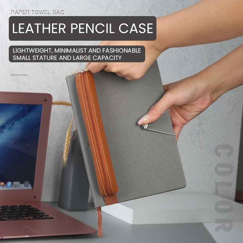 Support en cuir PU avec étui de transport – Support élégant avec bandes élastiques pour bureau, planificateur et carnet de notes 