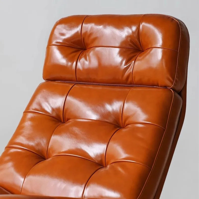 Nordic Light Luxury Bauhaus Ledersessel – Drehbarer Harburg Chair aus Leder &amp; Massivholz, exclusivo sofá individual Relaxstuhl para Wohnzimmer &amp; Büro 