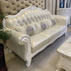 Ensemble de canapé en cuir luxueux Braunes au design européen – Canapé-lit nordique moderne avec combinaison 3 places et forme en U