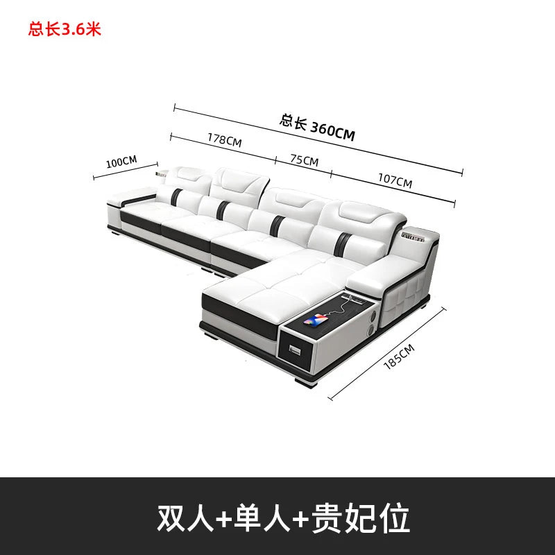 Modernes Luxus Ecksofa en Leder – Canapé multifonctionnel en forme de L, canapé d'immersion design minimaliste pour femmes de style