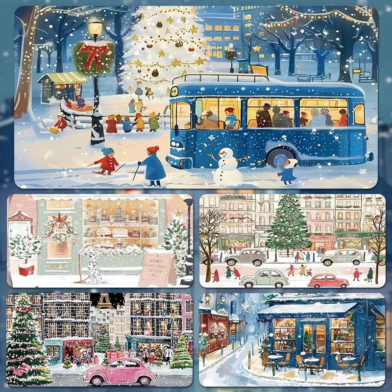 Weihnachtliche XXL PU Leder Schreibtischunterlage – Kawaii Cartoon Mousepad für Computer, Tastatur & Laptop