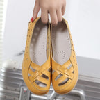 HAJINK Damen Flats PHI00365 – Mocassins à enfiler en cuir véritable, chaussures décontractées pour femmes, grande taille 