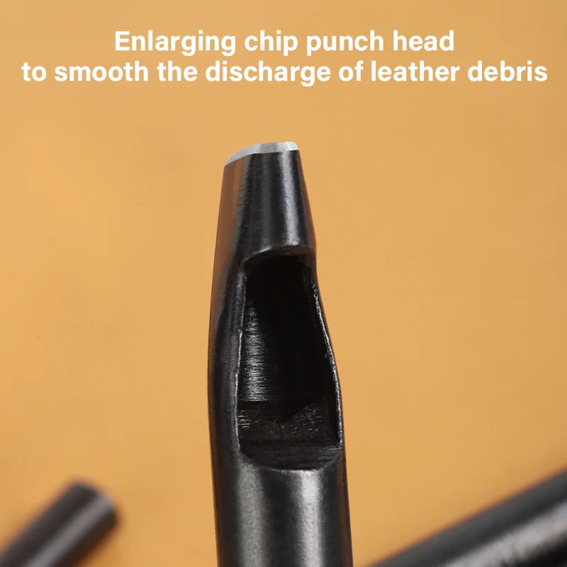 WUTA Basic Series Langloch Lederstanzer Set (3–7 tlg.) – Ovale Lochpfeifen aus Carbonstahl für Gürtel, Uhrenarmbänder & Lederarbeiten