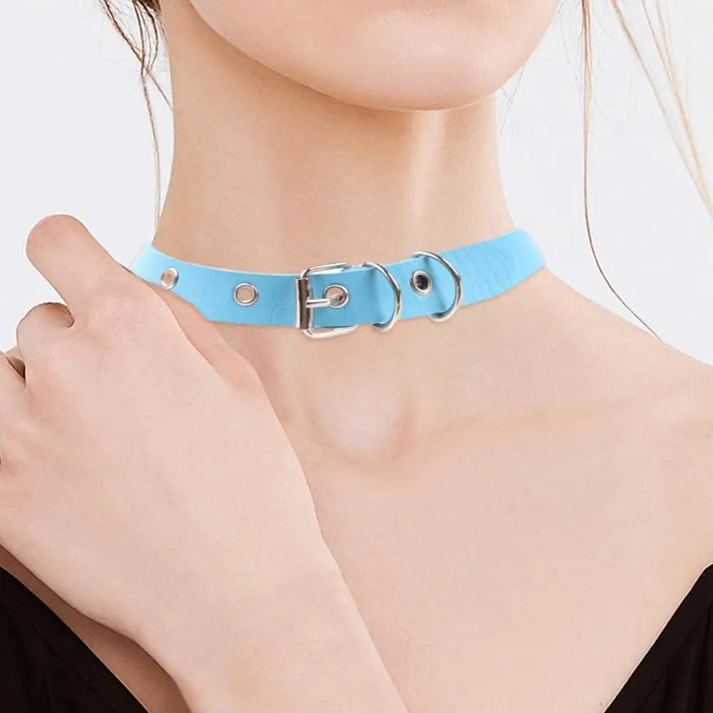 Vintage Punk Choker aus Kunstleder – Verstellbares Halsband mit Schnallen-Pin für Damen & Herren, Club- & Party-Accessoire