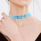 Vintage Punk Choker aus Kunstleder – Verstellbares Halsband mit Schnallen-Pin für Damen & Herren, Club- & Party-Accessoire