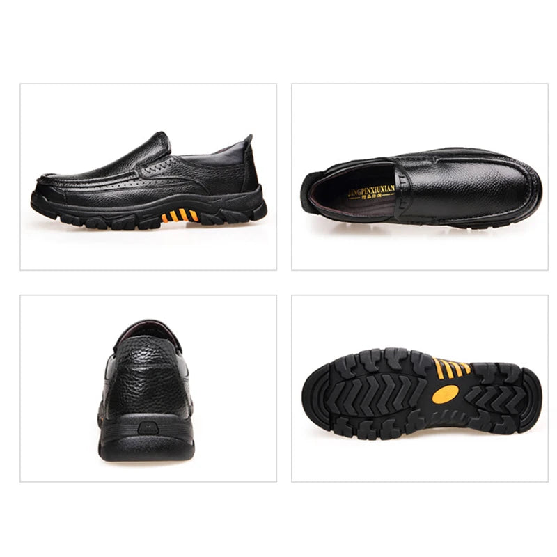 Mocassins pour hommes au 100 % véritable Rindsleder – Weiche Slip-On Lederschuhe mit Dicker Sohle, Casual Schuhe en Schwarz &amp; Braun 