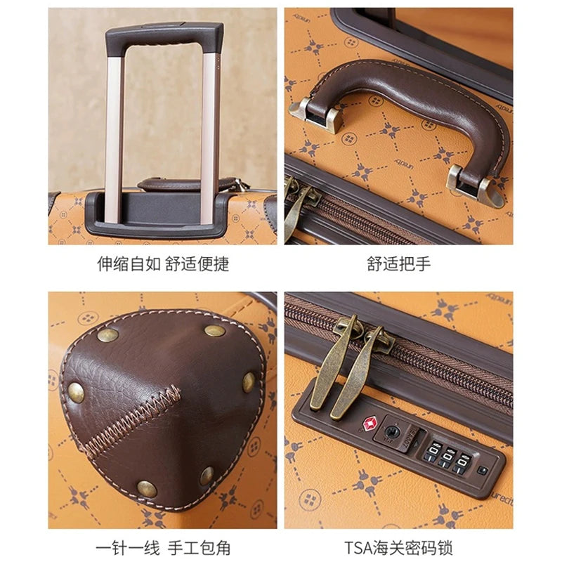 Suninecase 2-teiliges Unisex PU-Leder Rolling Luggage Set – 20/24/28 Zoll Trolley Koffer mit 13 Zoll Handtasche