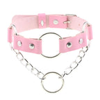 Collier ras du cou punk en cuir et strass – Collier gothique rose avec boucles d'oreilles pour hommes et femmes dans le style Harajuku