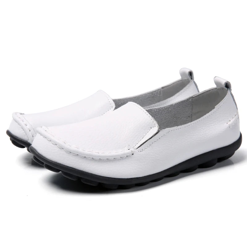 HAJINK Damen Flats 2024 – Weiche Slip-On Loafers aus echtem Leder, elegante Moccasins für Alltag & Freizeit, Plus Size