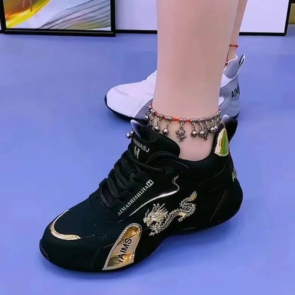 Designer Damen Sneaker Sommer – Wasserdichte PU-Leder Sneakers mit Plateau, Leichte & Atmungsaktive Slip-On Freizeitschuhe für Damen