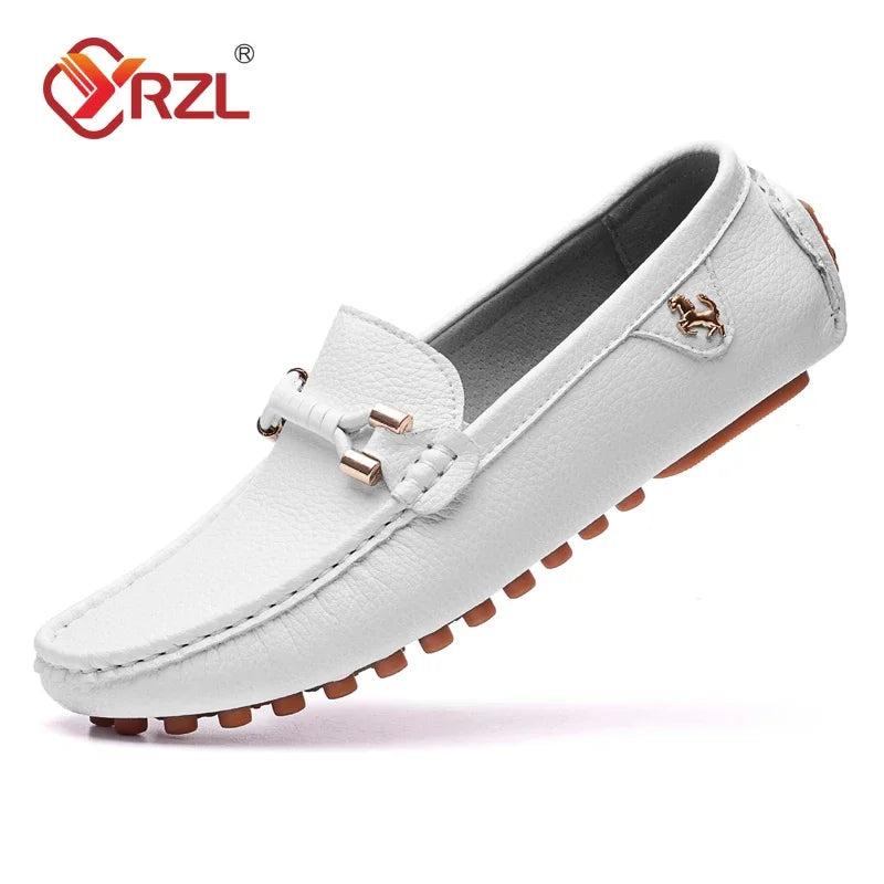YRZL Herren Loafer Slip-On – Atmungsaktive Moccasins aus PU Leder in Weinrot, bequeme Driving Shoes bis Größe 48