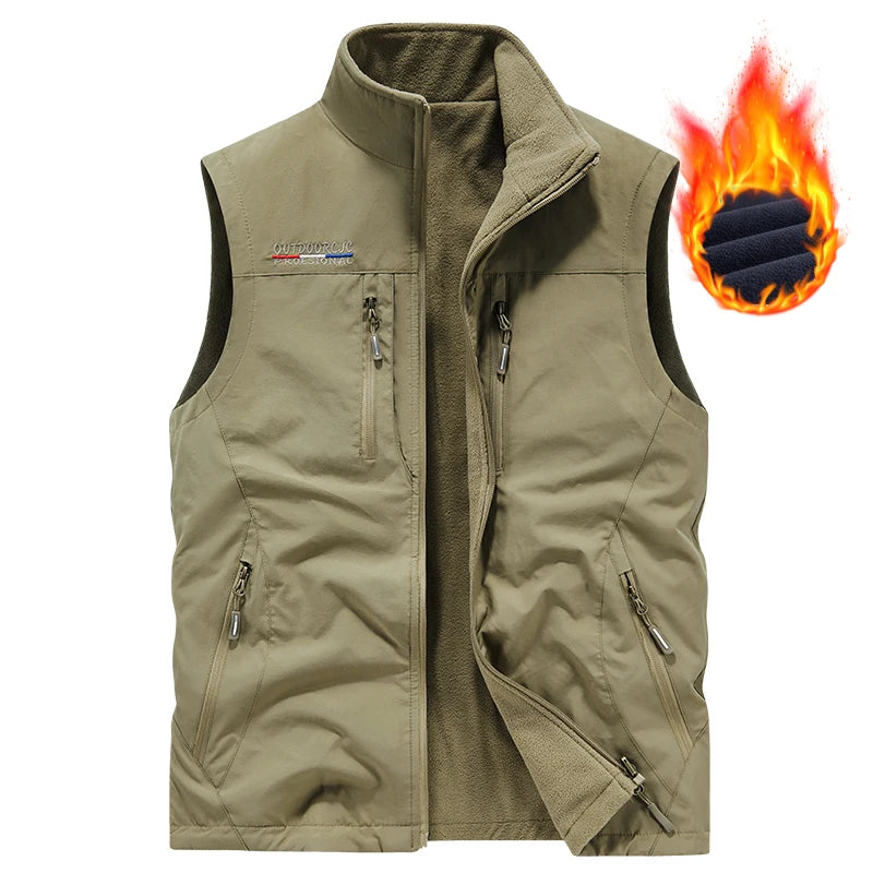 Herren Lederweste für Herbst & Winter – Winddichte, warme Outdoor Weste mit weichem Plüschfutter, komfortable Freizeit- & Sportweste