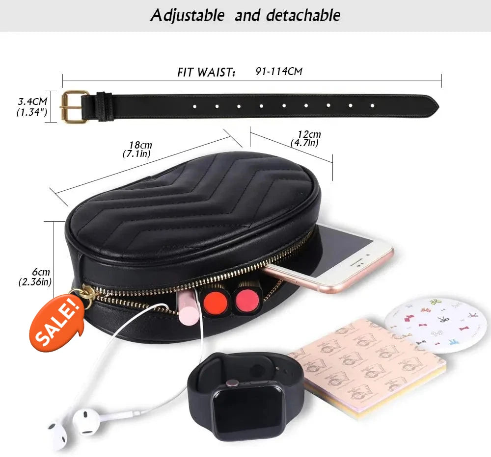 Damen PU-Leder Bauchtasche – Designer Fanny Pack & Chest Bag, Modische Gürteltasche mit Handyfach