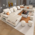 Modernes modulares Ledersofa – Ausziehbares, wasserdichtes L-förmiges Ecksofa mit Armlehne, Schlaffunktion &amp; Stauraum