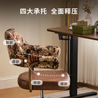 Retro Bürostuhl aus braunem Leder & Stoff – Höhenverstellbarer Drehstuhl mit Rollen und Armlehnen für Home Office & Arbeitszimmer