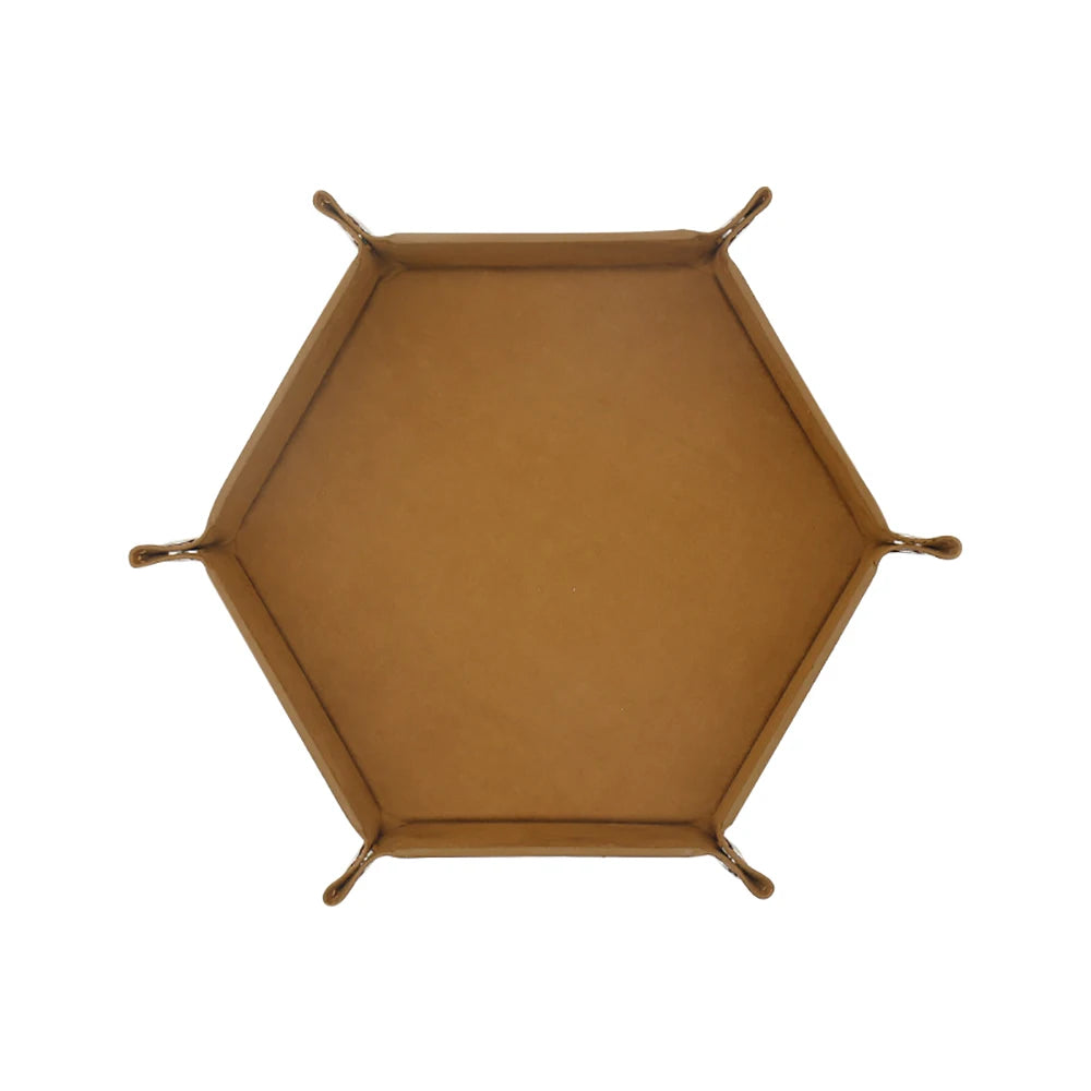 Sechseckiges PU Leder Dice Tray – Hexagonale Leder Ablageschale für Brettspiele, Würfel & Alltagsorganisation