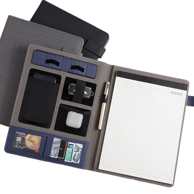 Mapa de cartera de cuero A4 multifuncional: documentos ejecutivos y prácticos organizadores para negocios y oficinas 