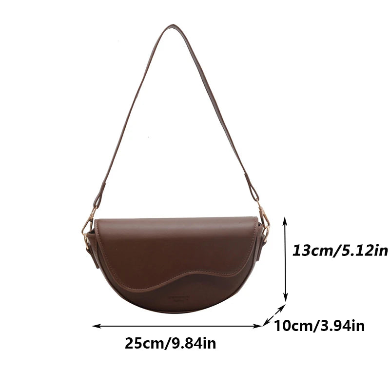 Sacoche de selle vintage pour femme – Petite pochette de transport en cuir PU avec boutons et bretelles à bandoulière 