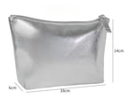 Silberne Lederoptik Kosmetiktasche – Elegante bolso de maquillaje tipo clutch para Reise &amp; Bad, bolso organizador portátil 