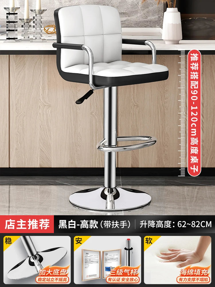 Designer Leder Barhocker in Schwarz – Moderner minimalistischer Barstuhl, ergonomisch & komfortabel für Bar, Schlafzimmer und Gewerbe