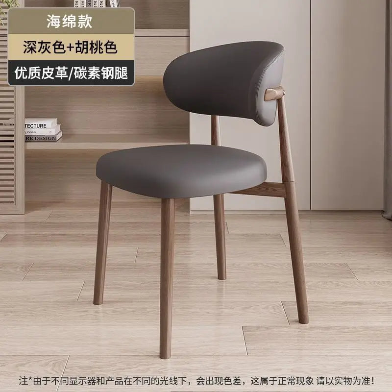 Italienischer Polster-Esszimmerstuhl aus Leder – Moderner Küchenstuhl mit Rückenlehne, High-Density Schaum &amp; stabilem Eisenrahmen im nordischen Design