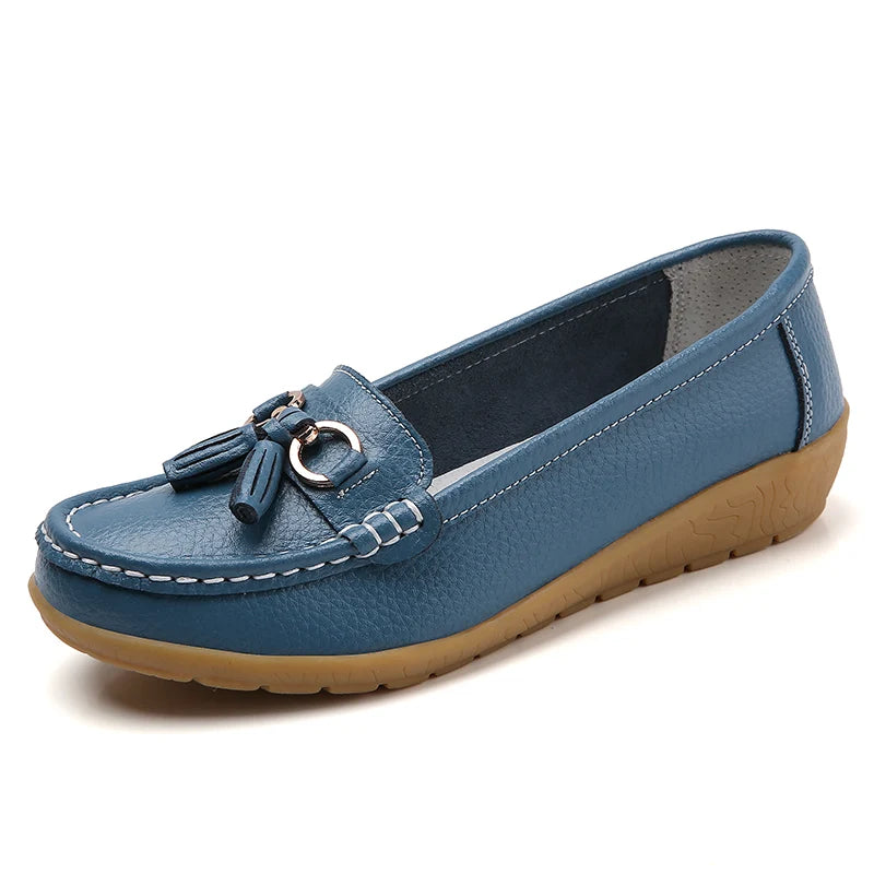 HAJINK Damen Flats – Bequeme Slip-On Oxfords aus echtem Leder, Casual Moccasins für Alltag & Freizeit, Plus Size