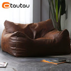 OTAUTAU Luxus Sitzsack-Sessel aus Retro-Wildlederoptik – Gefüllter Pouf & Lazy Chair mit Hocker, bequemer Einzelsessel für Wohnzimmer & Lounge (Modell SF042)