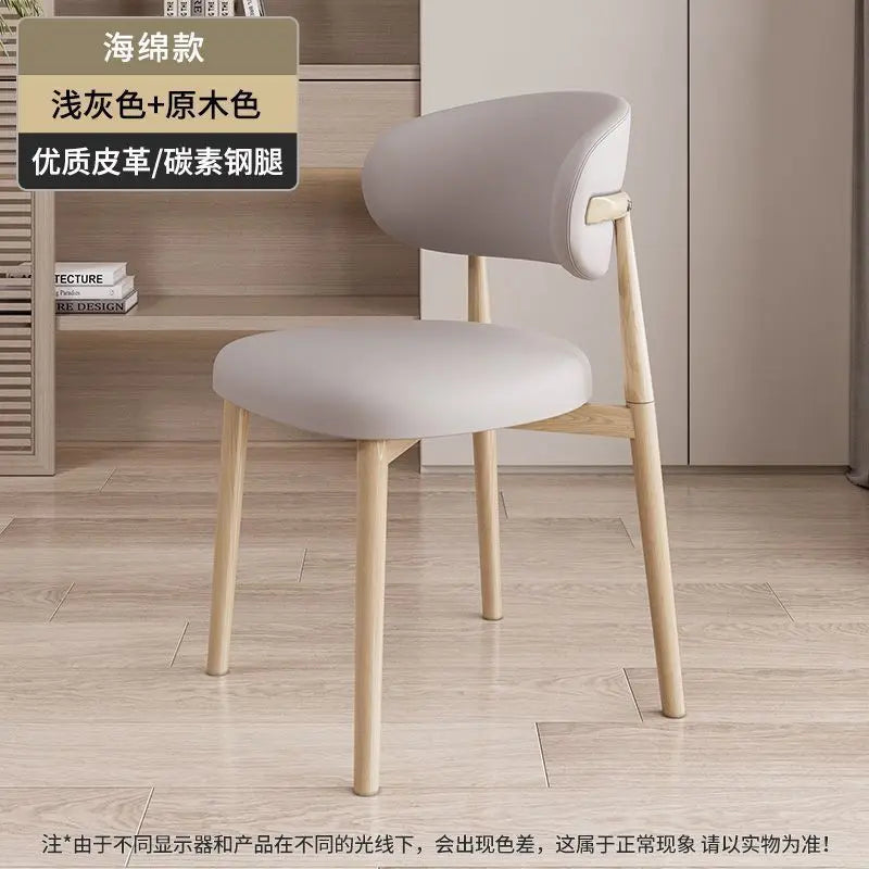 Italienischer Polster-Esszimmerstuhl aus Leder – Moderner Küchenstuhl mit Rückenlehne, High-Density Schaum &amp; stabilem Eisenrahmen im nordischen Design