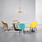 HOMAVO YZ8 2er Set Esszimmerstühle mit Armlehnen – Moderne Polsterstühle aus Stoff &amp; PU-Leder para Esszimmer &amp; Wohnzimmer