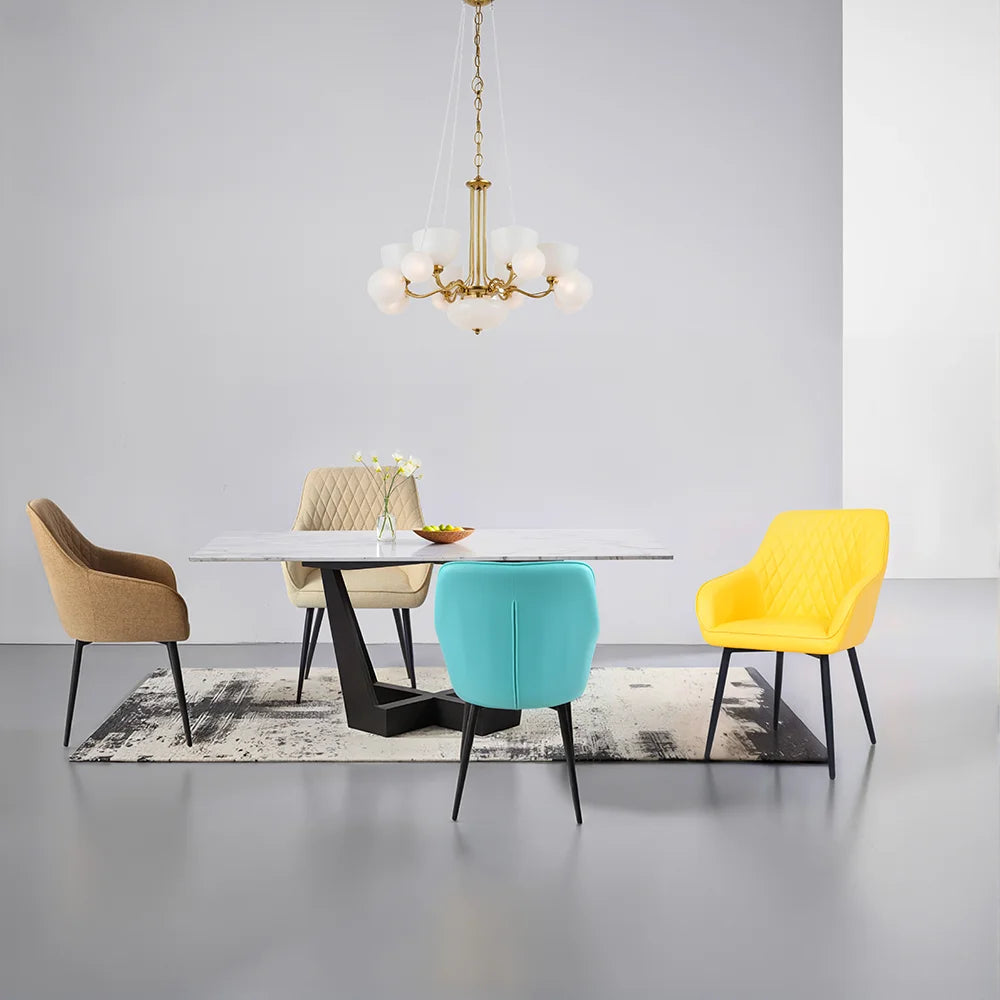 HOMAVO YZ8 2er Set Esszimmerstühle mit Armlehnen – Moderne Polsterstühle aus Stoff & PU-Leder für Esszimmer & Wohnzimmer