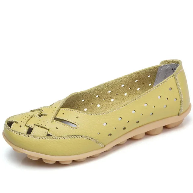 BEYARNE Damen Loafer in Lederoptik – Luftige Sommer Flats mit Rundspitze, Bequeme Plus Size Slipper für Alltag & Freizeit (Größe 35–44)