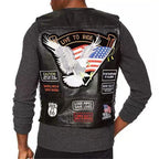 Herren Motorrad Lederweste – Single Breasted Biker Weste mit Stickerei, Ärmellose Punk Lederjacke für Herbst & Winter