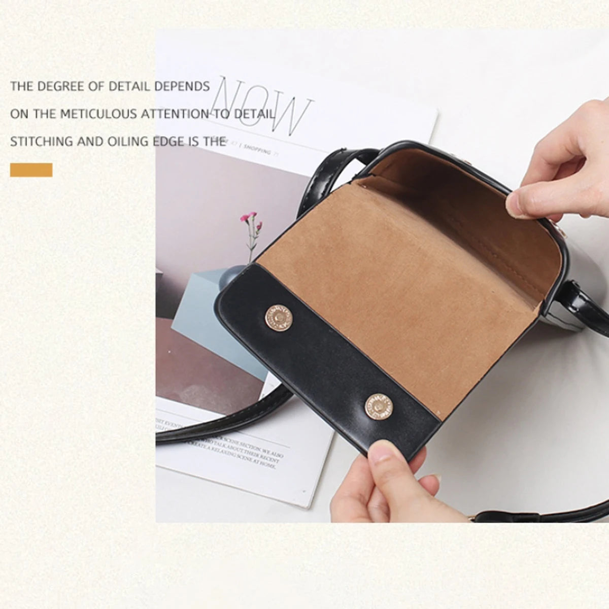 Clyine Vertikale PU-Leder Crossbody Bag – Japanisch-Koreanische Flip-Phone Tasche, Einfache Quadrat-Schultertasche für Alltag & Pendeln