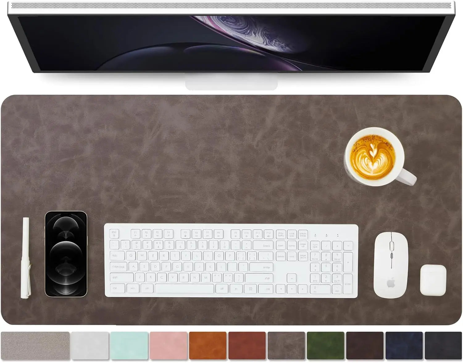 YSAGi Leder Schreibtischunterlage – Große Rutschfeste PU Desk Mat für Büro & Zuhause, Mauspad und Tastaturunterlage