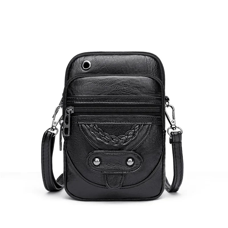Damen PU-Leder Crossbody Bag – Kleine Vintage Schultertasche, Multifunktional für Geld, Handy & Essentials