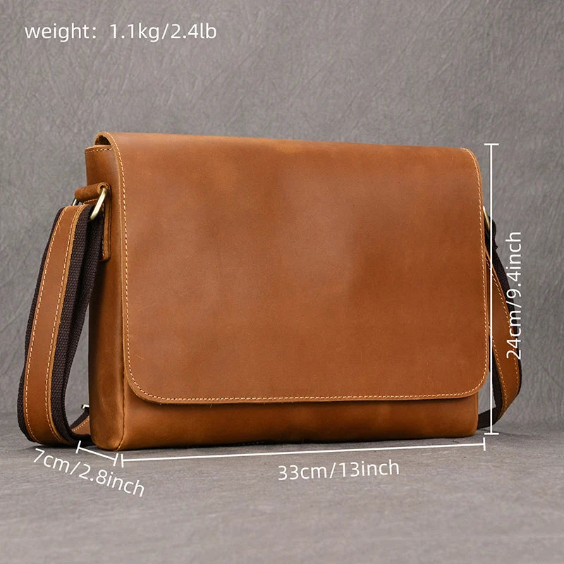 Newsbirds Vintage Herren Leder-Aktentasche – Crazy Horse Laptop Messenger Bag für Büro & Freizeit