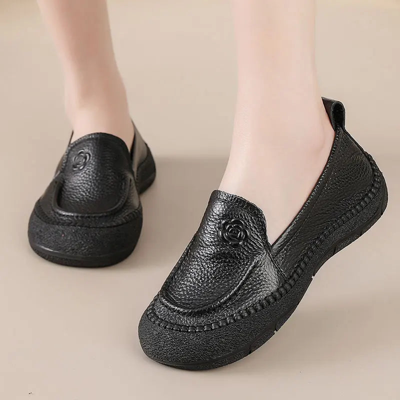 feerldi Dames Cuir Appartements WB-308K – Rétro Slip-On Mocassins, Chaussures, Anti-Rutsch Mokassins, Élégant vert Appartements pour Alltag &amp; Bureau