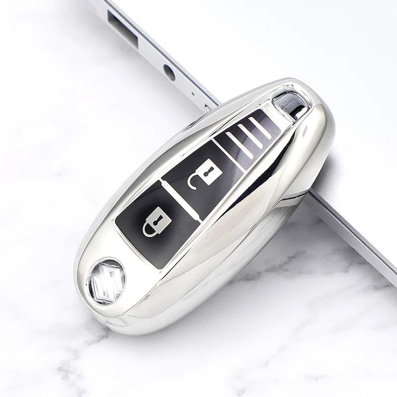 TPU Leder Autoschlüssel Hülle für Suzuki – Smart Key Cover mit Schlüsselanhänger für Baleno, Swift, Vitara, SX4 S-Cross, Ertiga & mehr