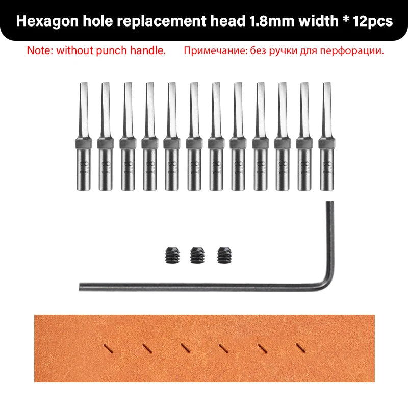 WUTA 3G Leder Pricking Iron mit Wechselkopf – Professionelles Lederlochwerkzeug aus 4Cr13 Stahl, Austauschbare Chisel- & Punch-Köpfe für DIY Lederarbeiten