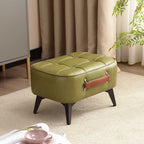 Kleiner Fußhocker & Ottoman aus PU-Leder – Gepolsterter Fußschemel mit stabilen Metallbeinen, rechteckig & modern für Wohnzimmer, Büro & Schlafzimmer