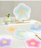 Blumenförmige Leder Untersetzer & Tischmatten – Hitzebeständig, rutschfest & dekorativ, kreative Platzsets in Farbverlauf