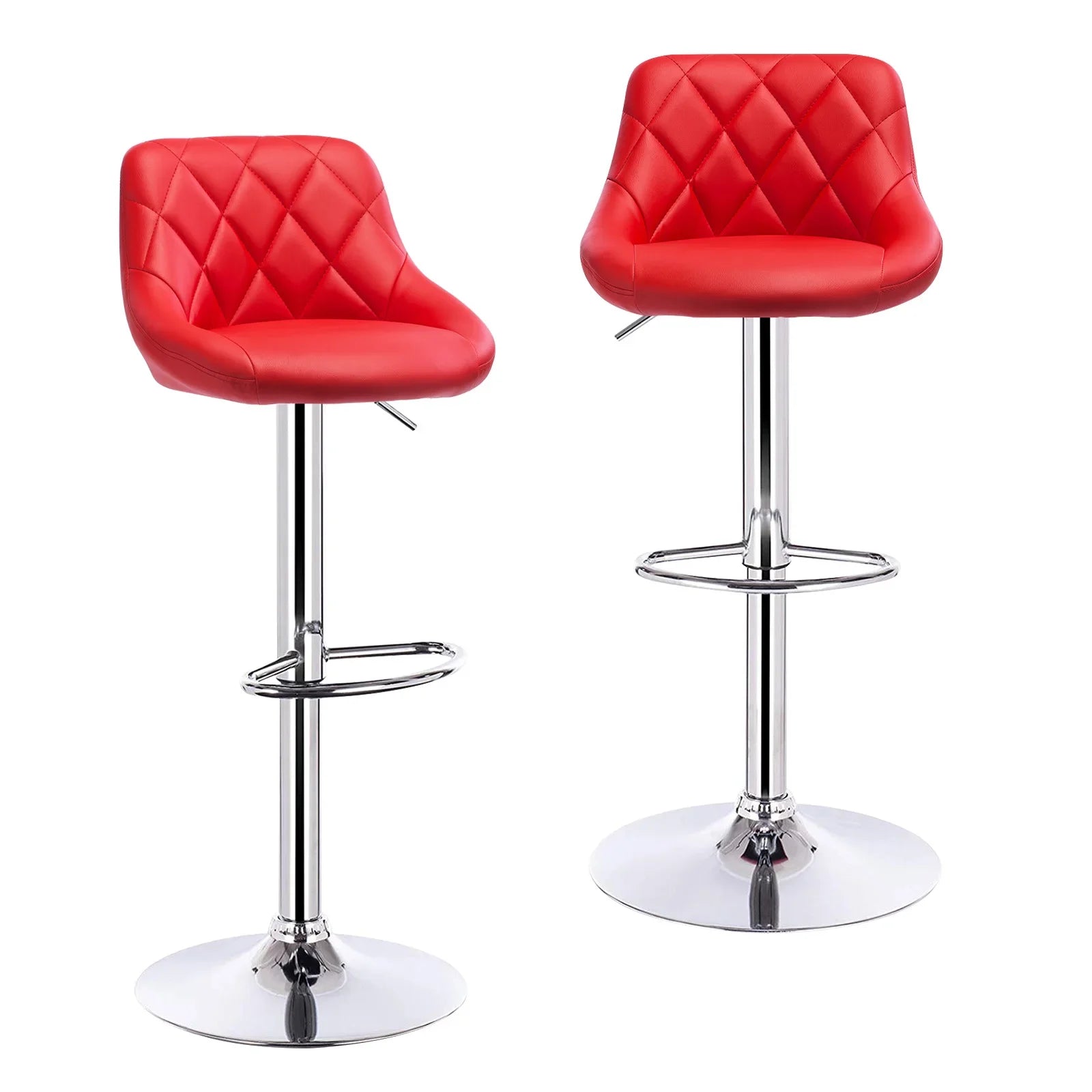 WOLTU Barhocker 2er Set aus PU-Leder oder Samt – Höhenverstellbare & drehbare Tresenhocker mit Rückenlehne, Fußstütze & Chromstahl-Gestell