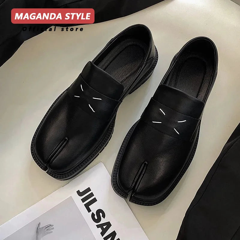 Maganda Tabi Loafer aus echtem Leder – Unisex Split-Toe Schuhe mit dicker Sohle, bequeme Casual Lederschuhe für Damen & Herren