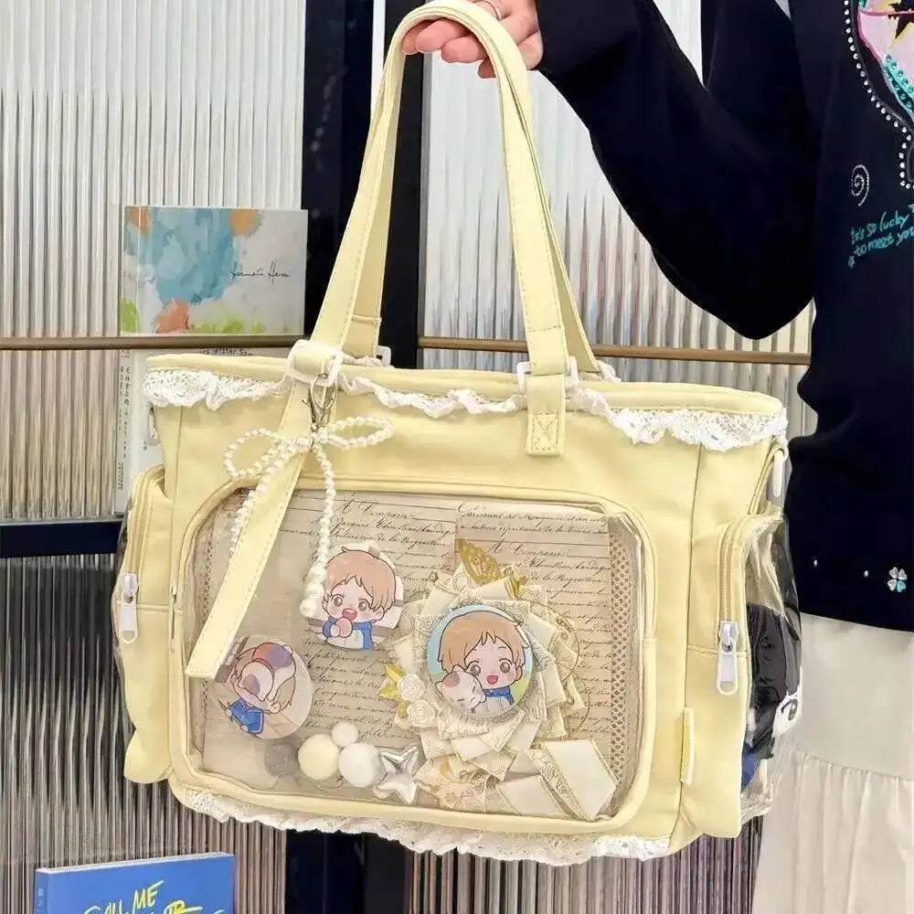 Y2K Ita Bag Damen – Sac fourre-tout transparent et bandoulière au style japonais Lolita, grand sac fourre-tout DIY Display 